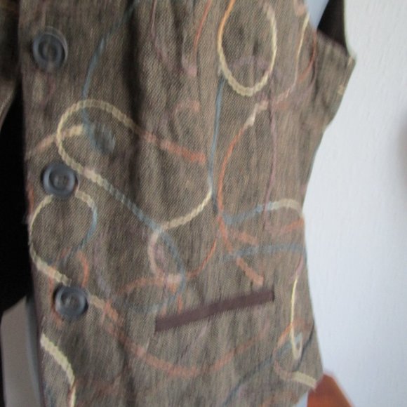 Brown preppy vest with yarn embellishments Coldwater Creek size 6 - Picture 10 of 16